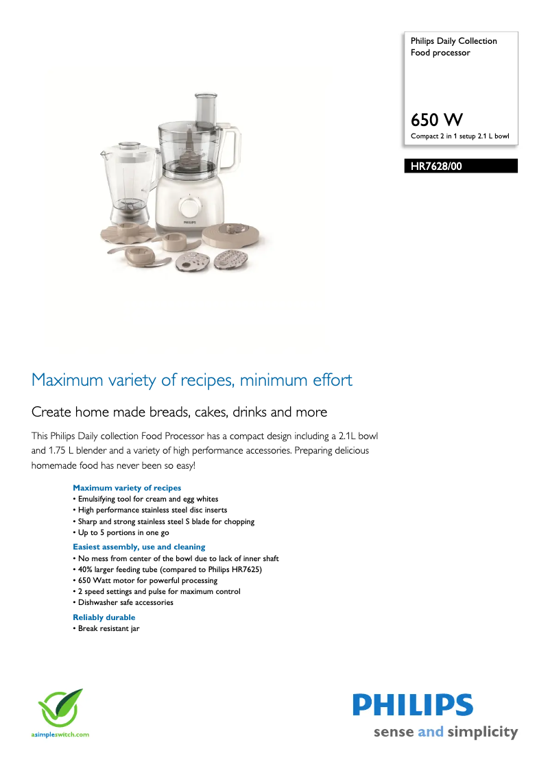 Imagen de la primera página del manual del dispositivo Daily Collection HR7628