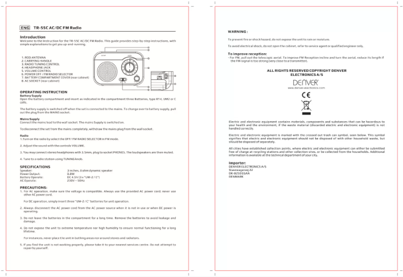 Imagen de la primera página del manual del dispositivo TR-55C