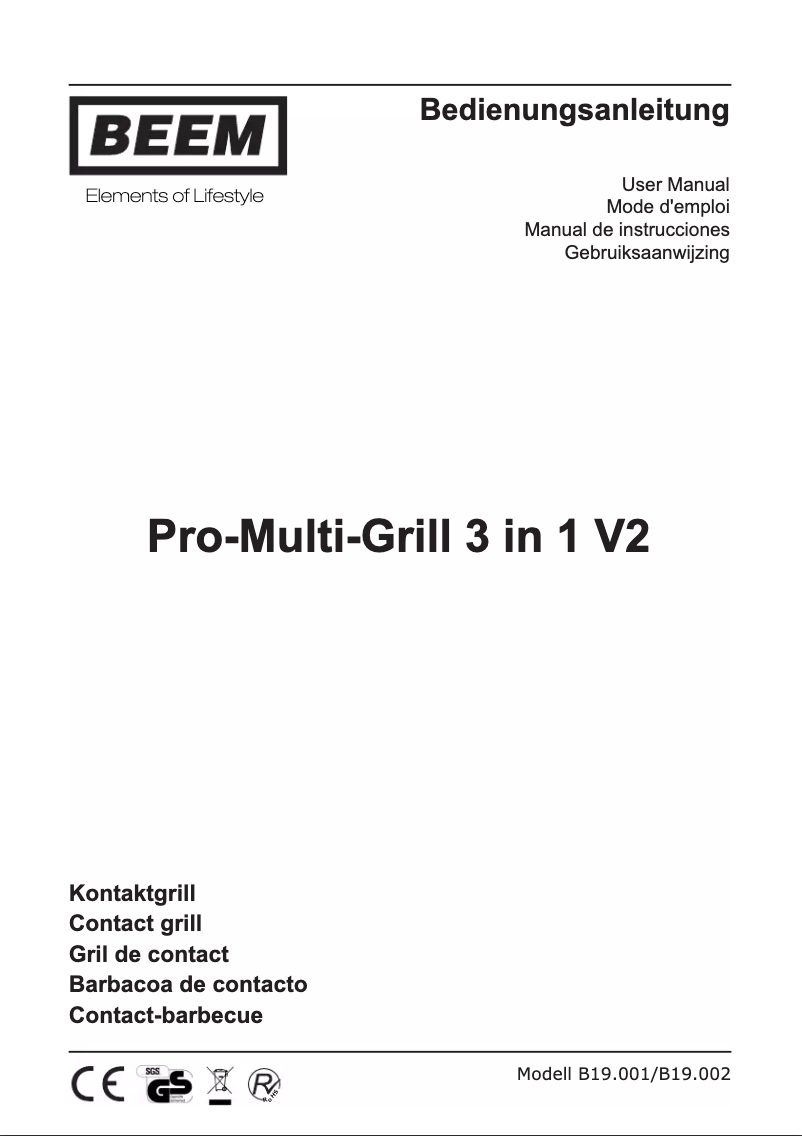 Imagen de la primera página del manual del dispositivo Pro-Multi-Grill 3 in 1 V2