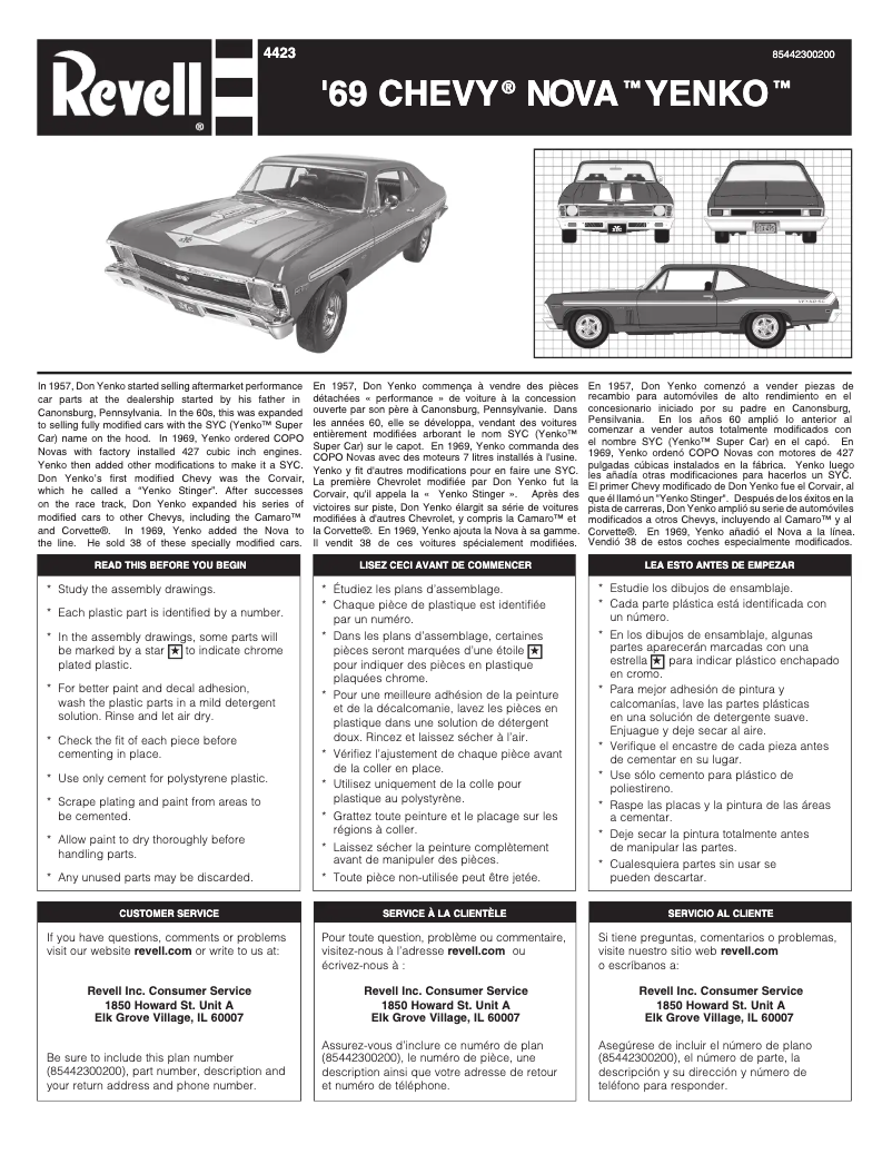 Imagen de la primera página del manual del dispositivo '69 Chevy Nova Yenko