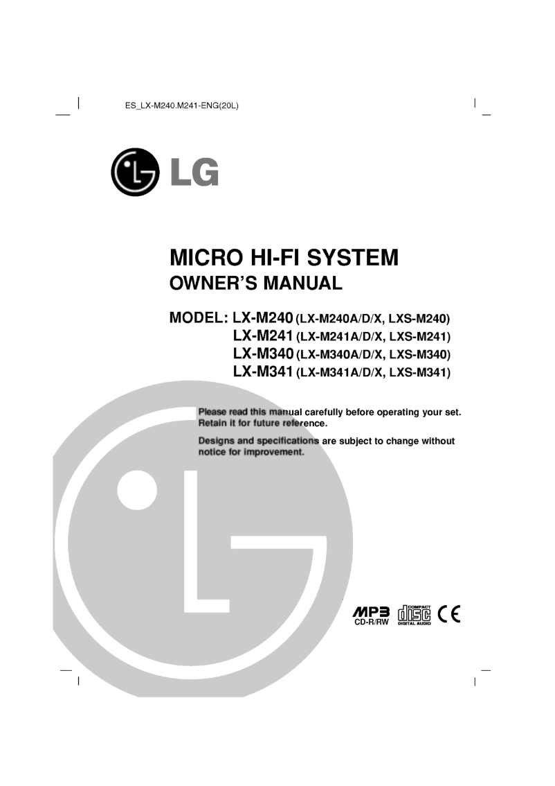 Imagen de la primera página del manual del dispositivo LX-M240D