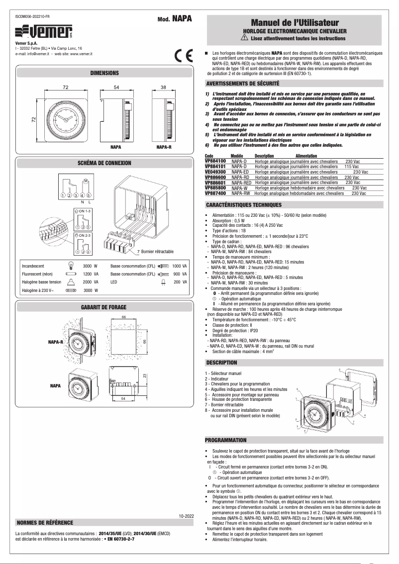 Imagen de la primera página del manual del dispositivo NAPA-D