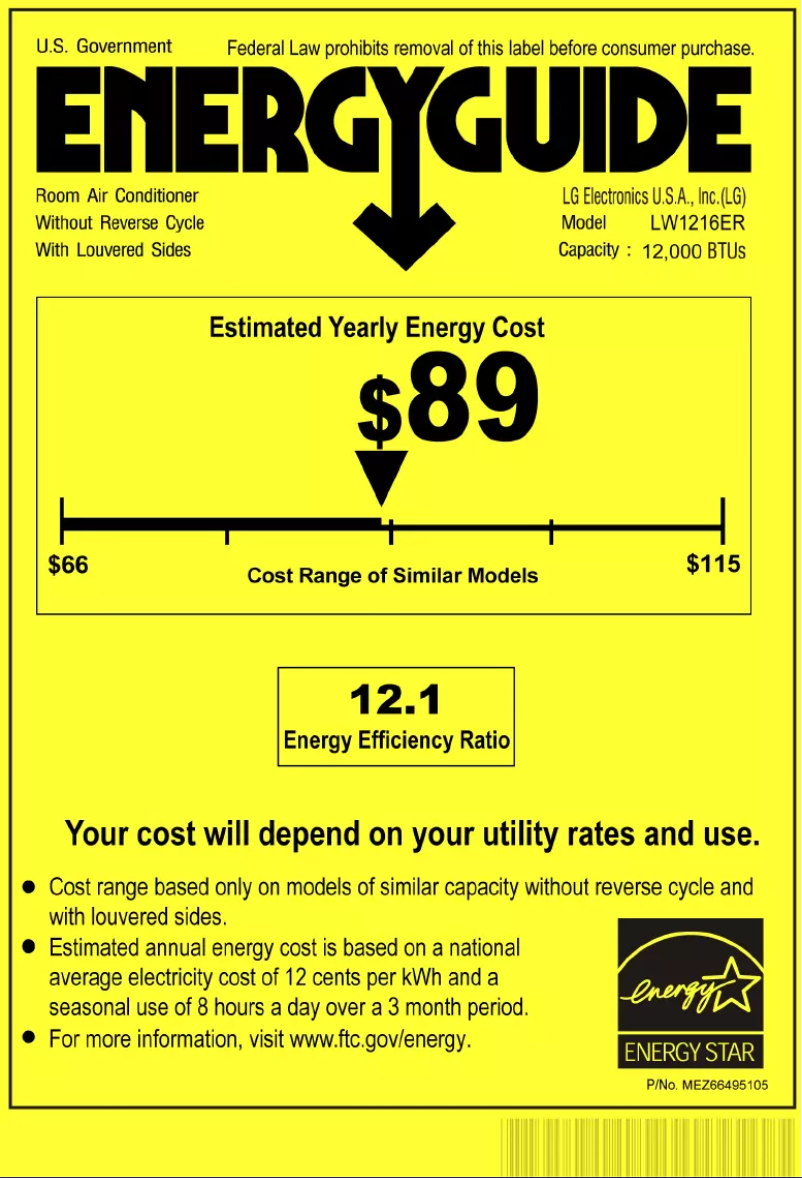 Página 1 del manual Etiqueta energética LG LW1216ER