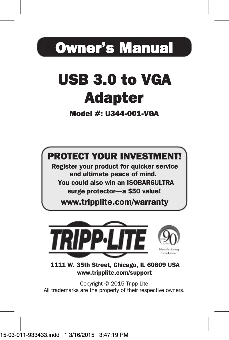 Imagen de la primera página del manual del dispositivo U344-001-VGA