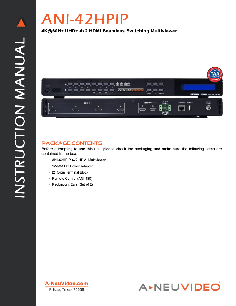 Página nº 1 - Manual de usuario A-NeuVideo ANI-42HPIP