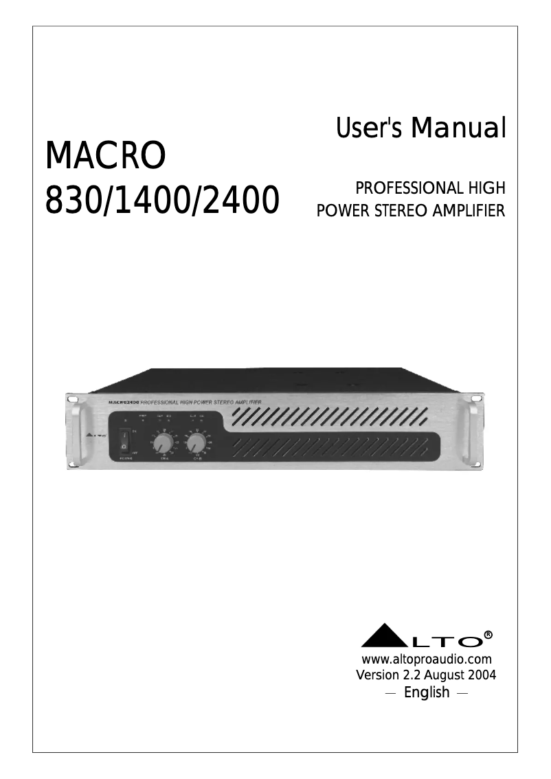 Página nº 1 - Manual de usuario Alto Macro 830