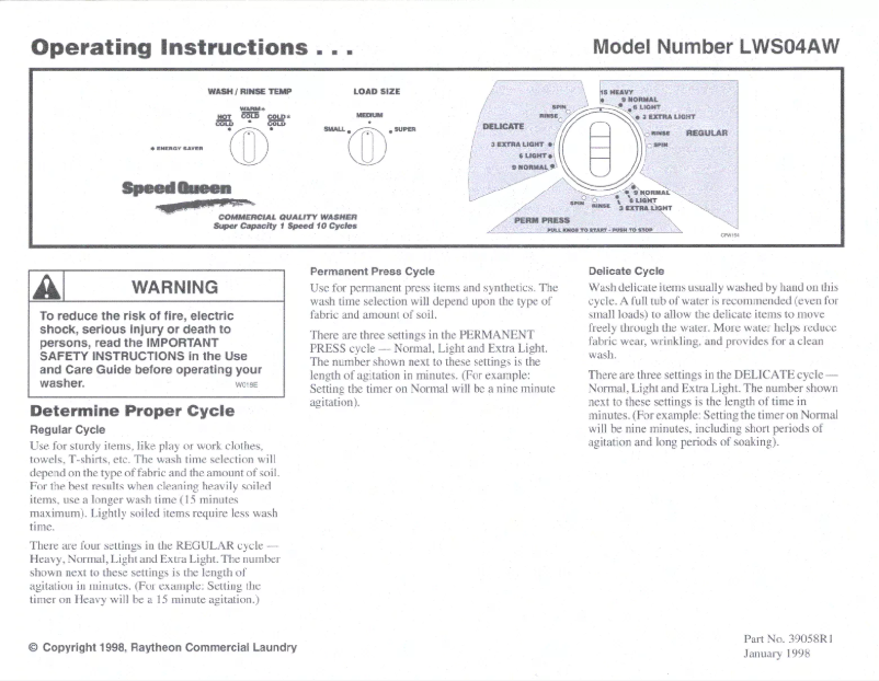 Imagen de la primera página del manual del dispositivo LWS04AW