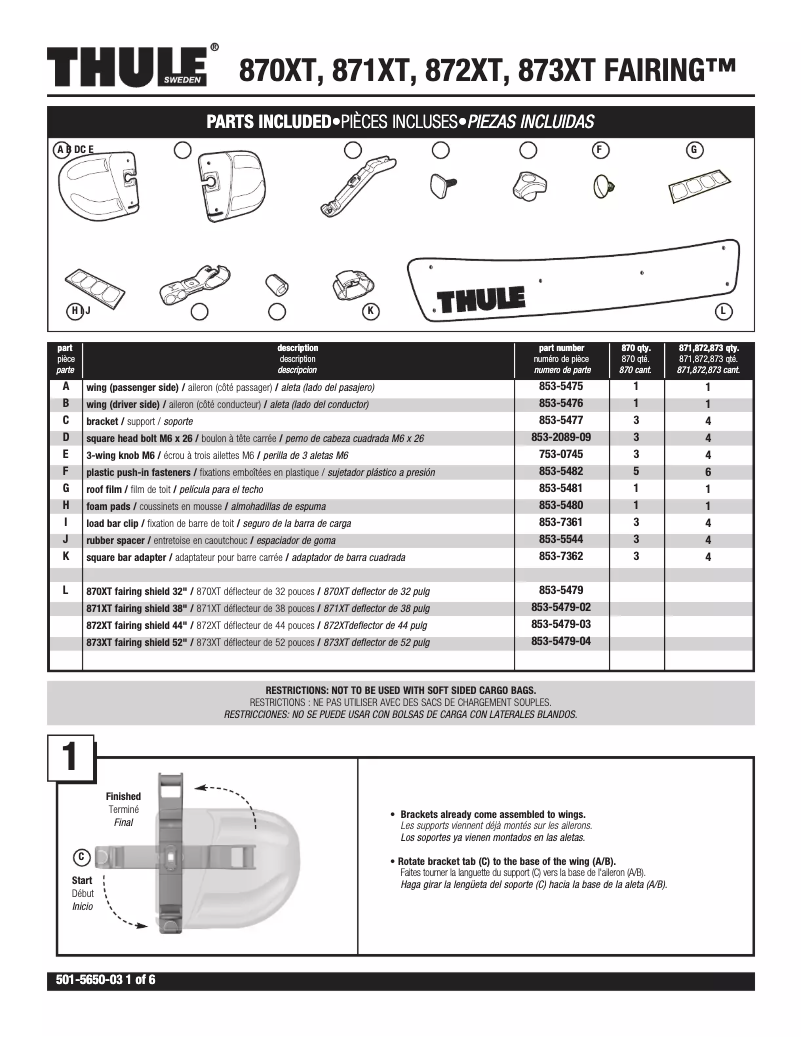 Página nº 1 - Manual de usuario Thule Fairing 872XT