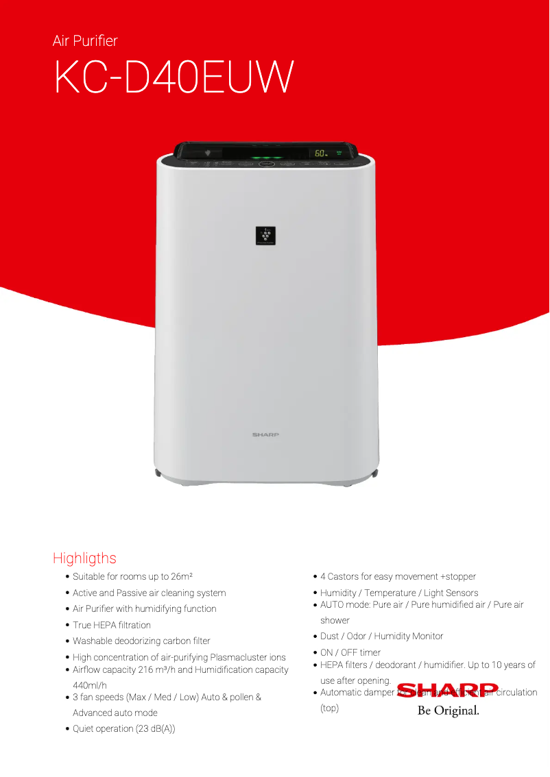 Imagen de la primera página del manual del dispositivo KC-D40EUW