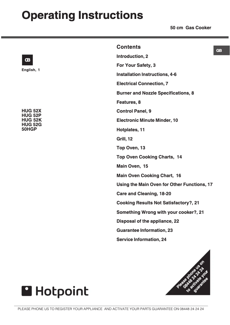 Imagen de la primera página del manual del dispositivo HUG52P