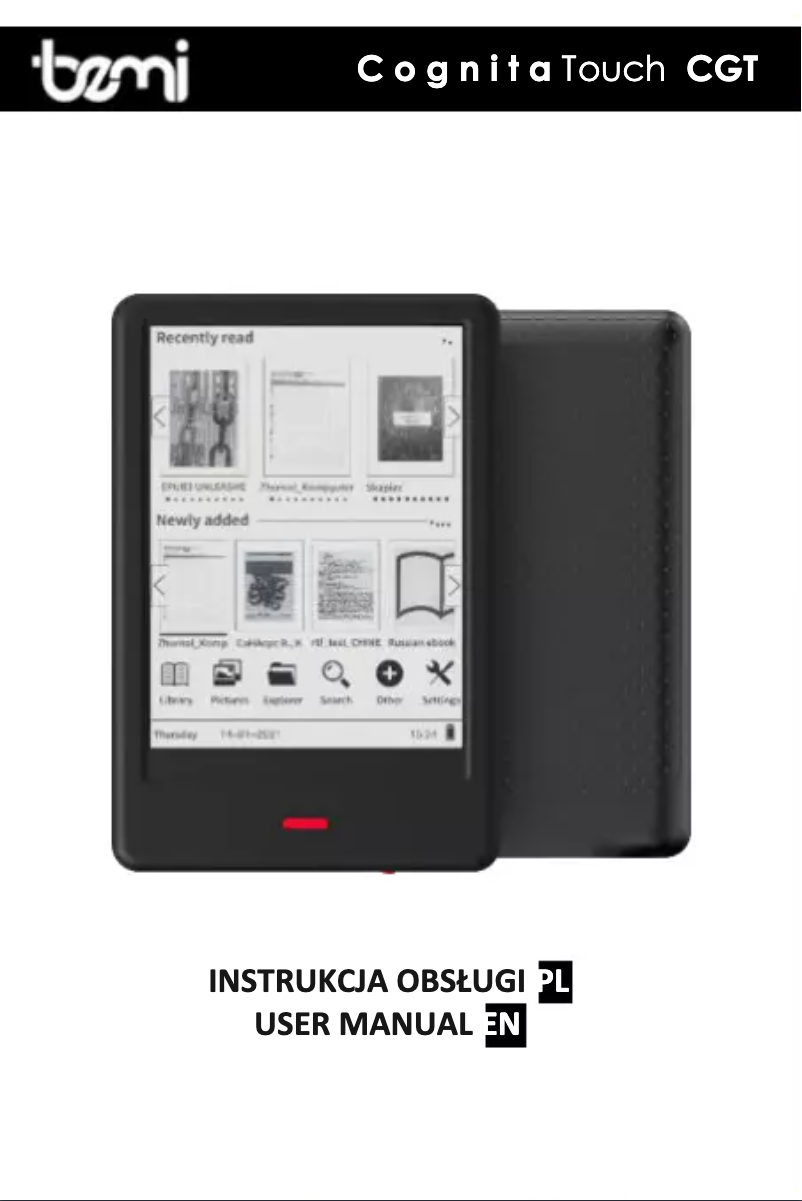 Imagen de la primera página del manual del dispositivo Cognita Touch CGT