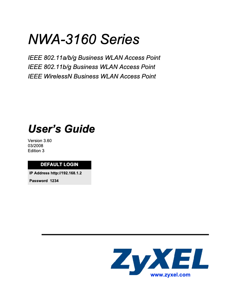 Imagen de la primera página del manual del dispositivo NWA-3160