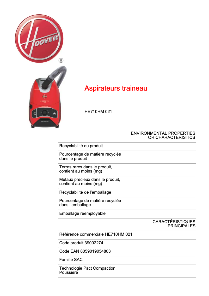 Imagen de la primera página del manual del dispositivo HE710HM 021