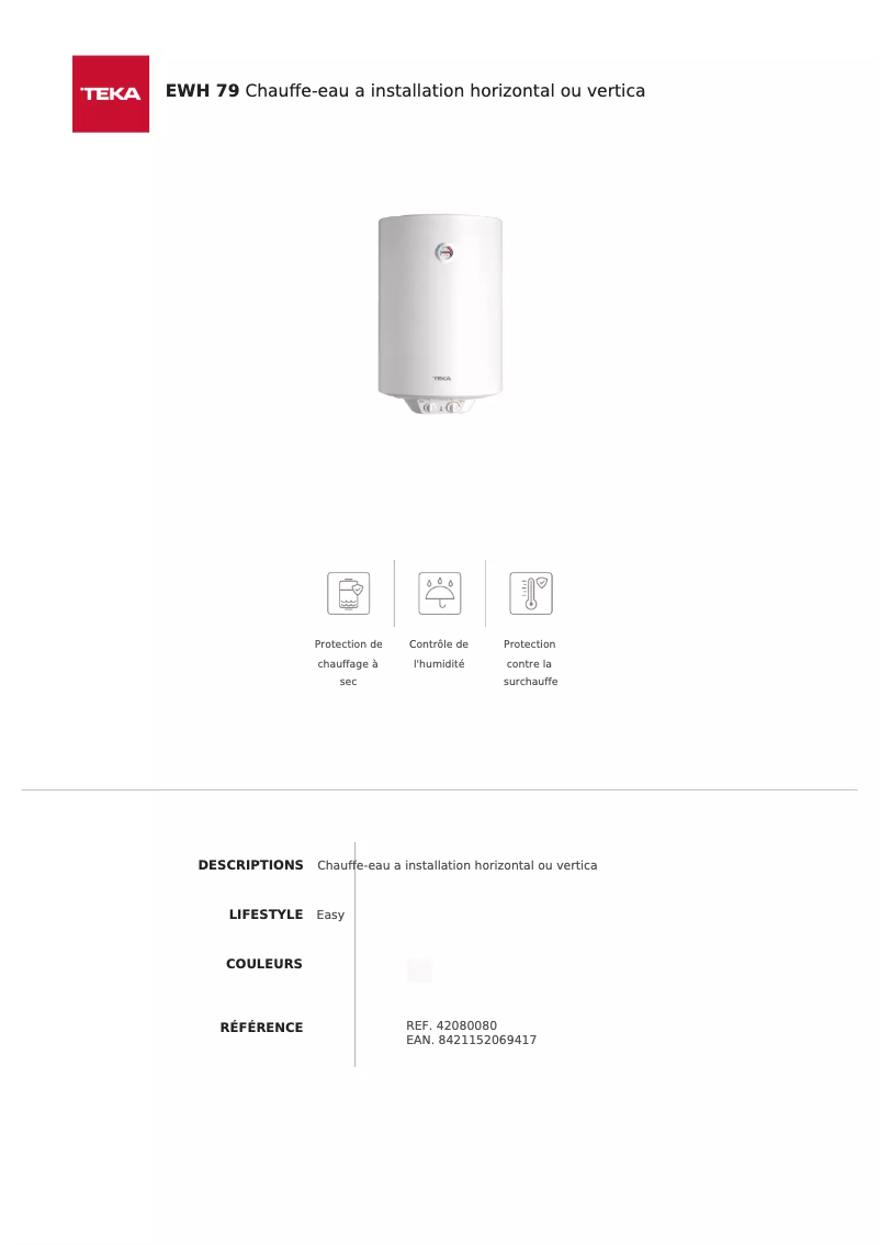 Imagen de la primera página del manual del dispositivo EWH 80