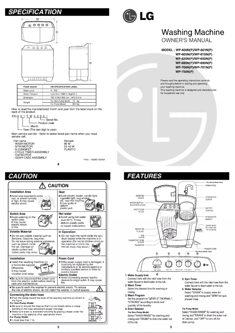 Página 1 del manual Manual de usuario LG WP-750N