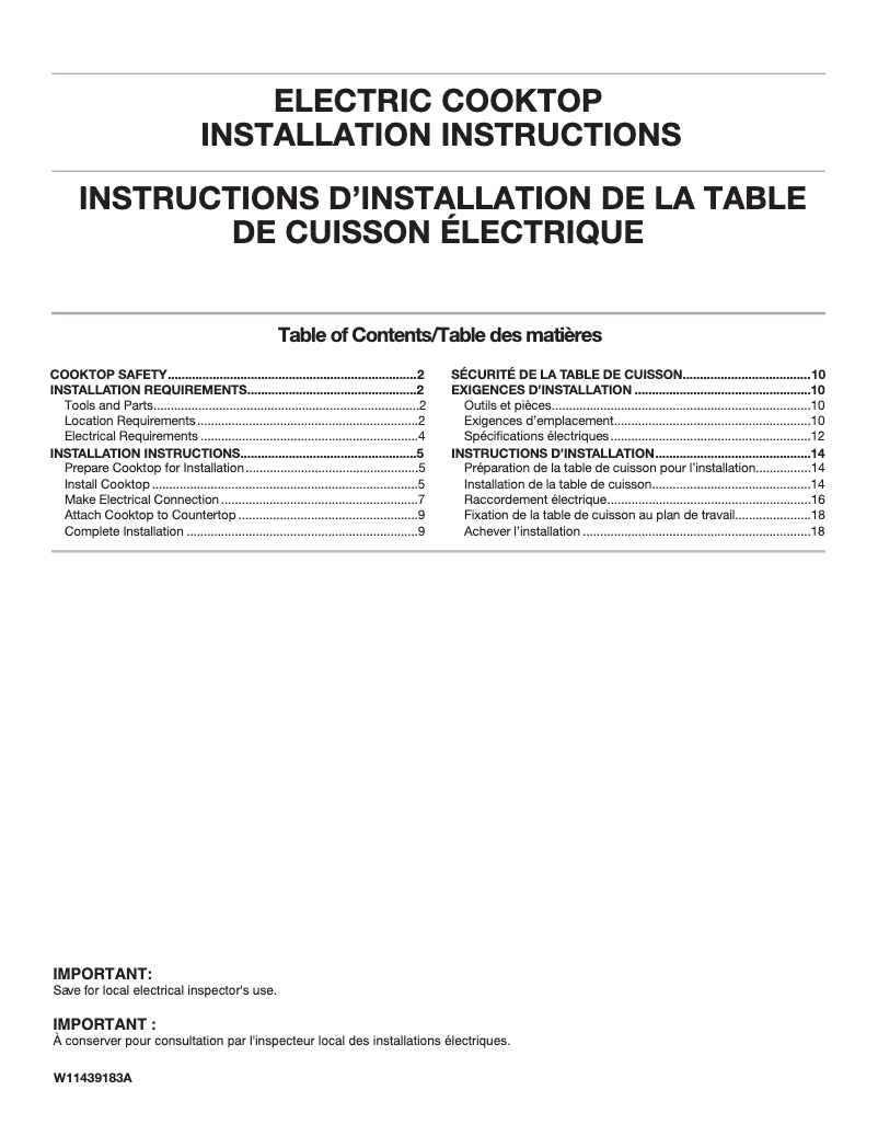 Página nº 1 - Guía de instalación Jenn-Air JEC4536KS