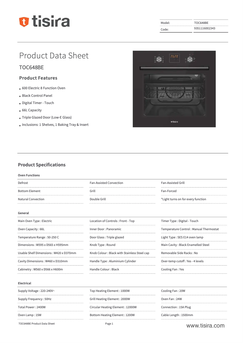 Imagen de la primera página del manual del dispositivo TOC648BE