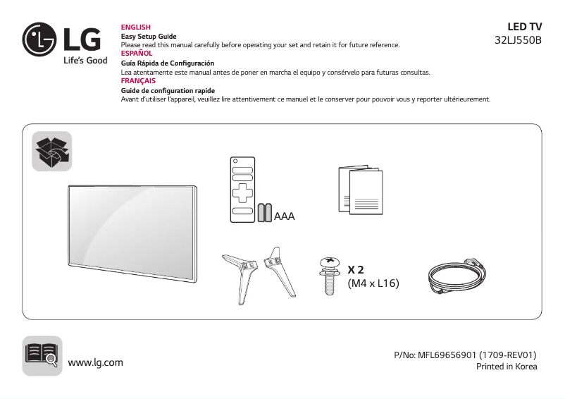 Imagen de la primera página del manual del dispositivo 32LJ550B