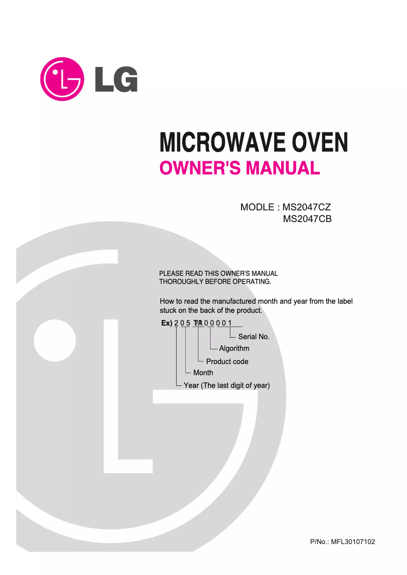 Página 1 del manual Manual de usuario LG MS2047CZ