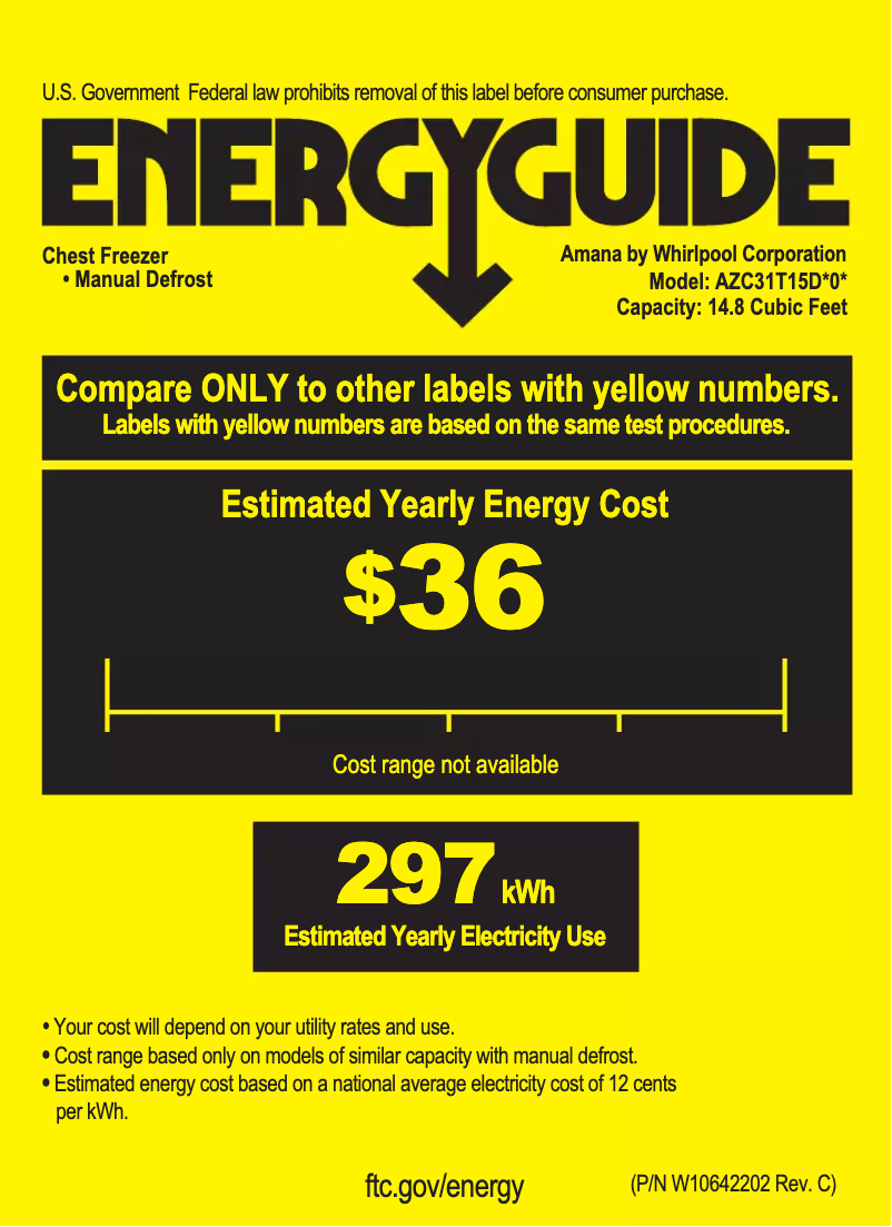 Página 1 del manual Etiqueta energética Amana AZC31T15DW