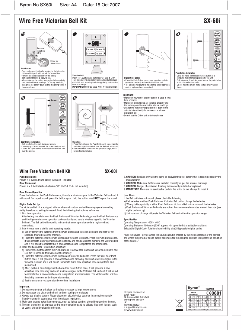 Imagen de la primera página del manual del dispositivo SX-60I