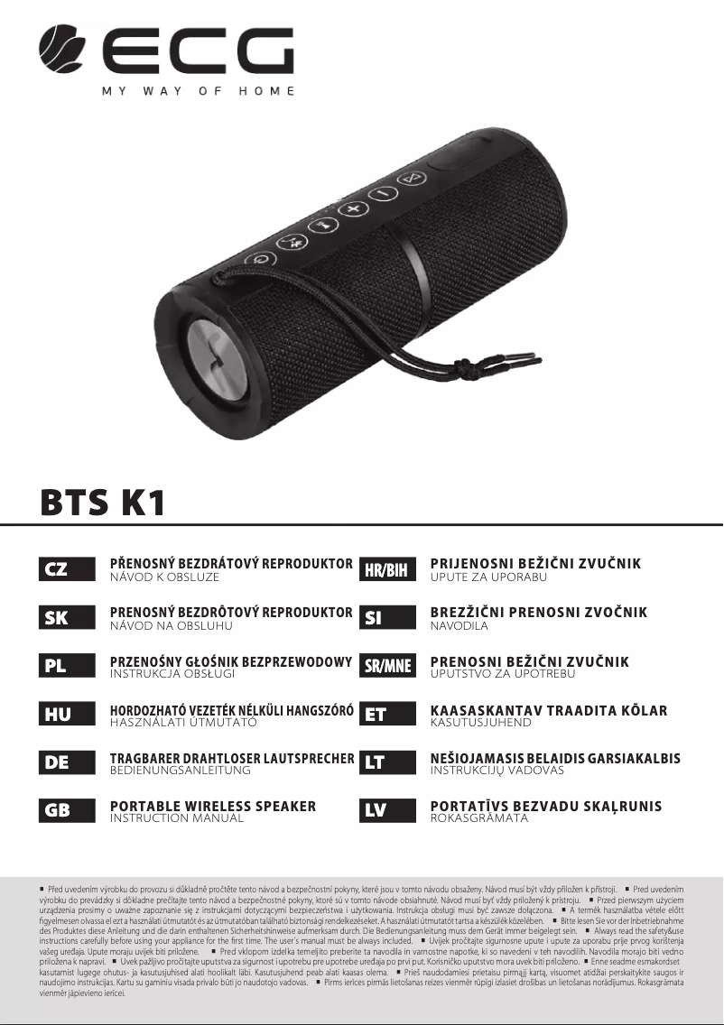 Imagen de la primera página del manual del dispositivo BTS K1