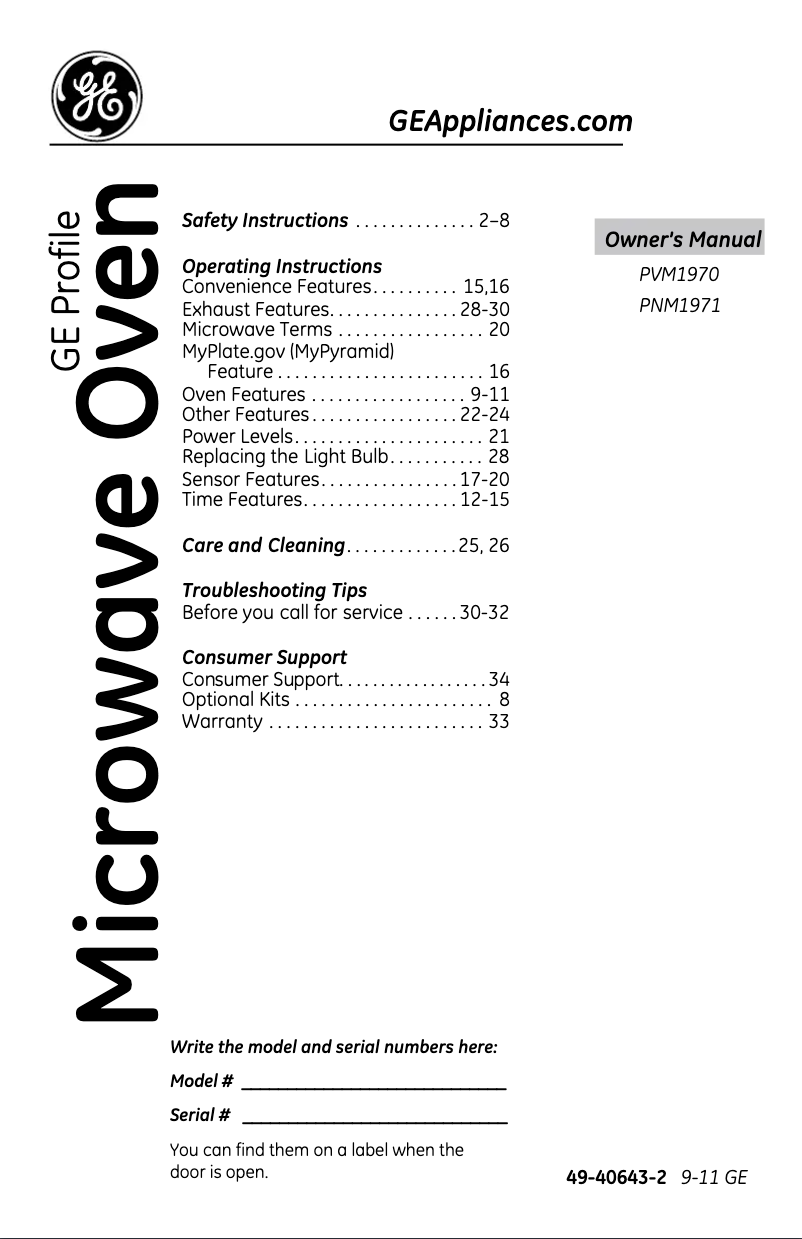 Página 1 del manual Manual de uso y mantenimiento GE PVM1970DRCC