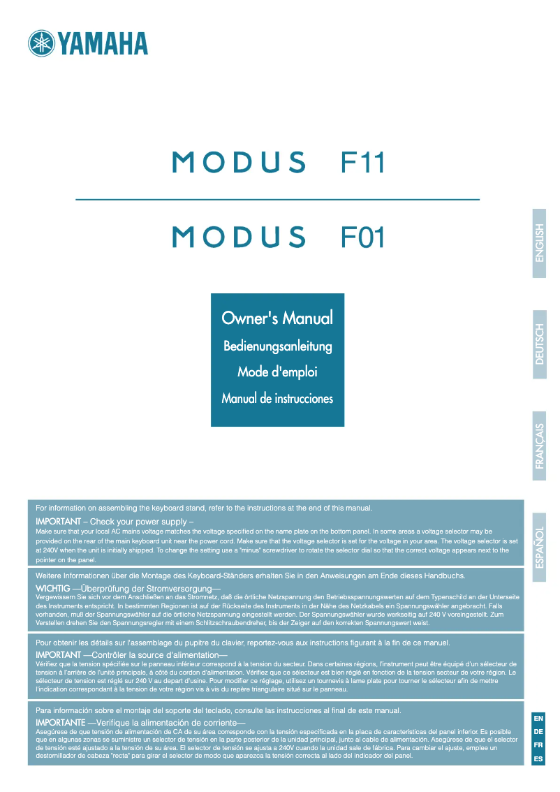 Imagen de la primera página del manual del dispositivo Modus F01