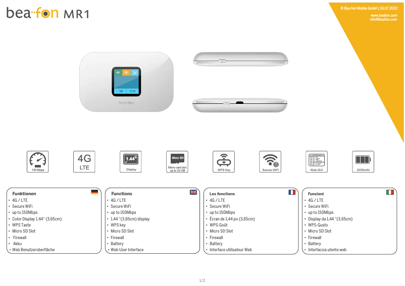 Imagen de la primera página del manual del dispositivo MR1