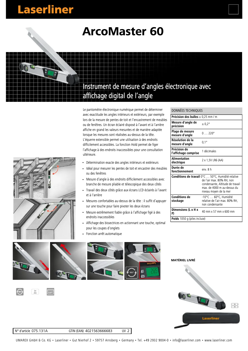 Imagen de la primera página del manual del dispositivo ArcoMaster 60