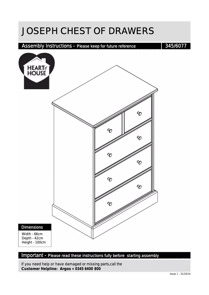 Página 1 del manual Manual de usuario Heart of House Joseph