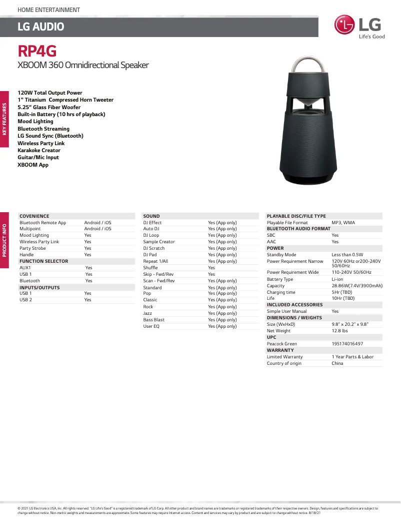 Imagen de la primera página del manual del dispositivo RP4G