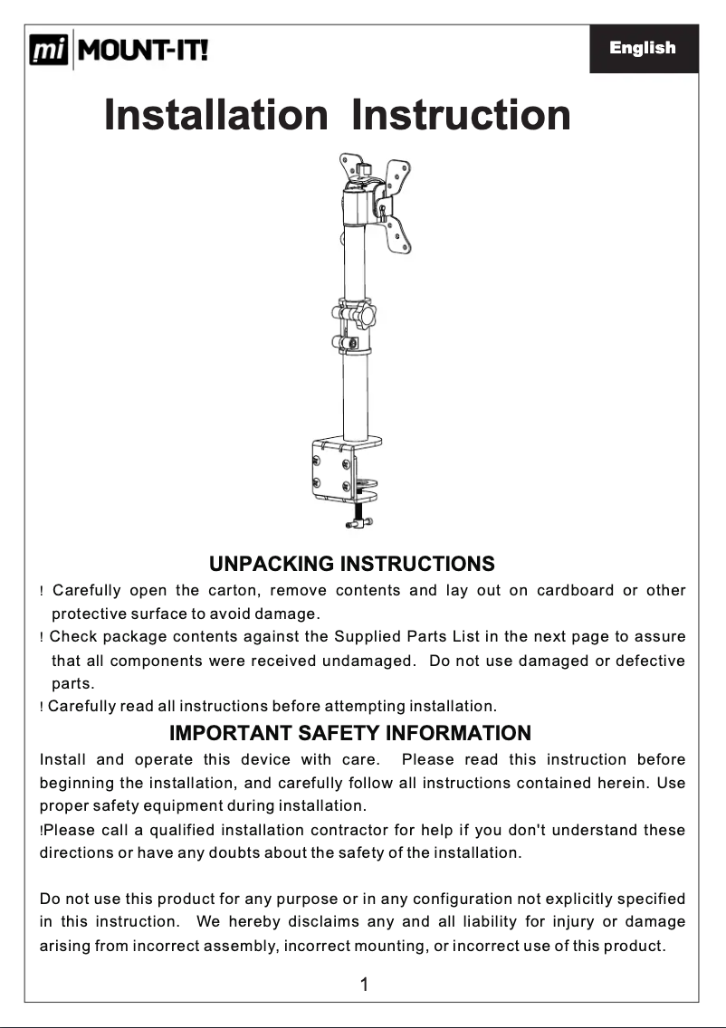 Página nº 1 - Manual de usuario Mount-It! MI-706