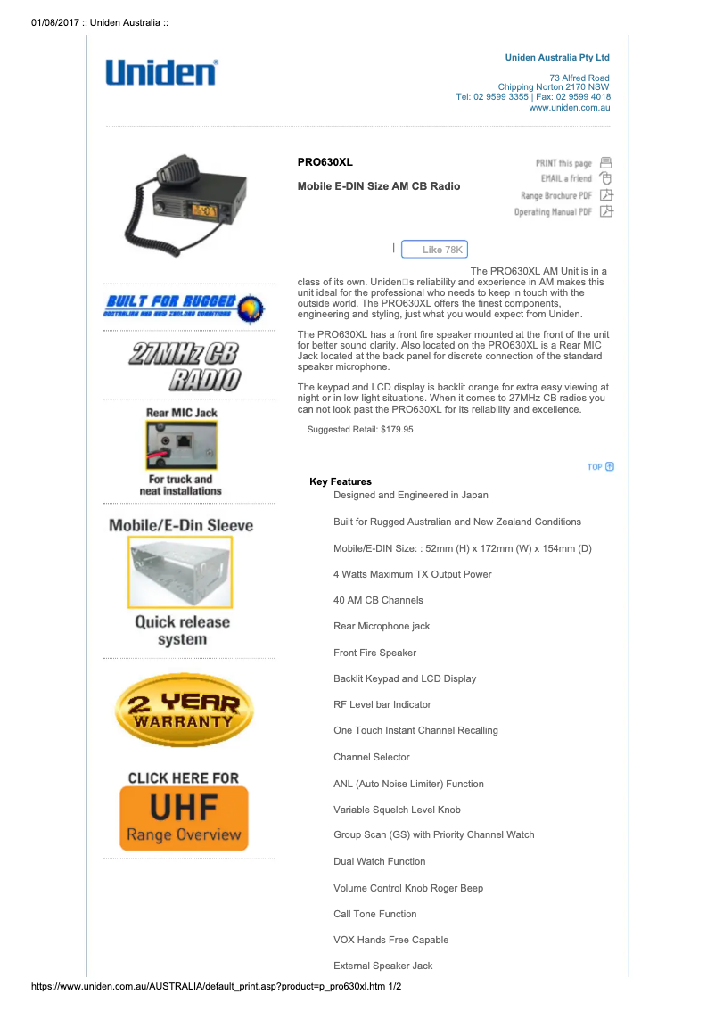 Imagen de la primera página del manual del dispositivo PRO630XL