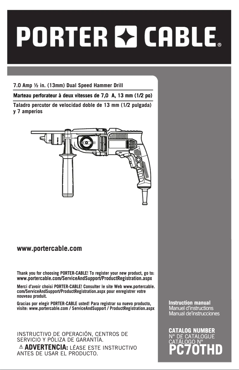 Página 1 del manual Manual de usuario Porter-Cable PC70THD