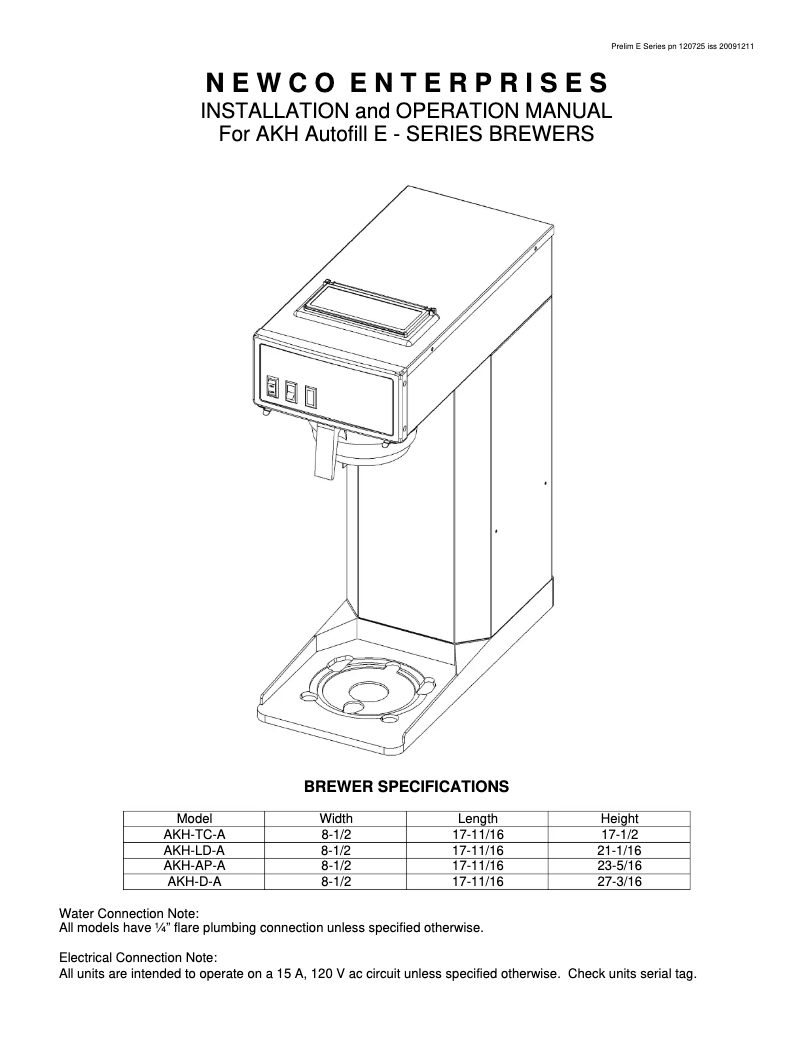 Página 1 del manual Manual de usuario Newco AKH-TCA