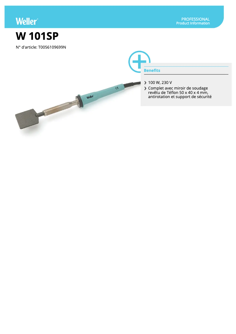 Página 1 del manual Ficha técnica Weller W 101