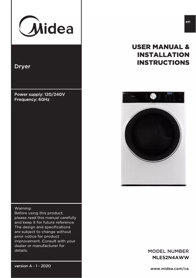 Imagen de la primera página del manual del dispositivo MLE52N4AWW