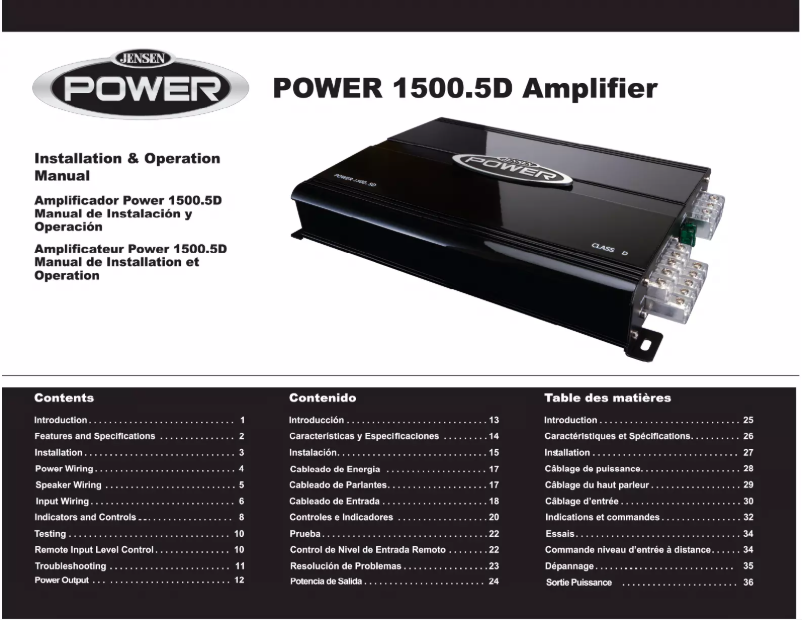 Imagen de la primera página del manual del dispositivo Power 1500.50