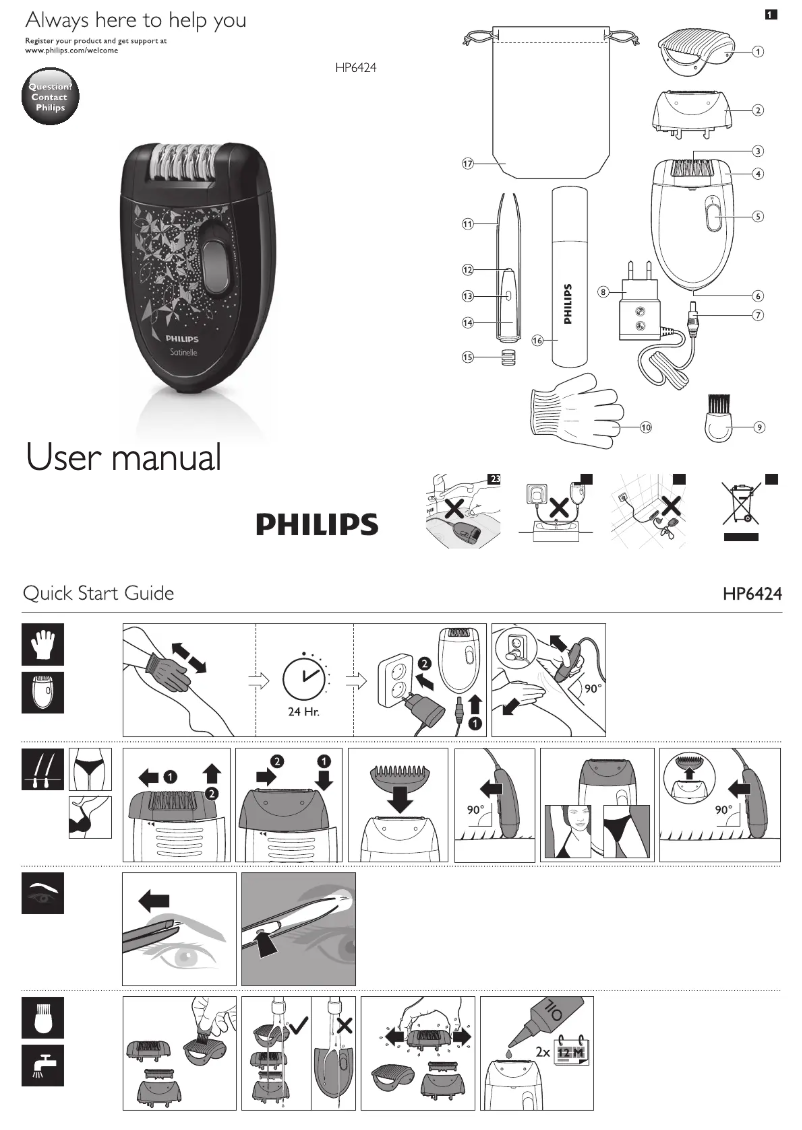 Página 1 del manual Manual de usuario Philips Satinelle HP6424