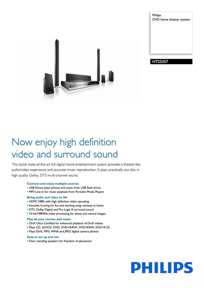 Imagen de la primera página del manual del dispositivo HTS3357