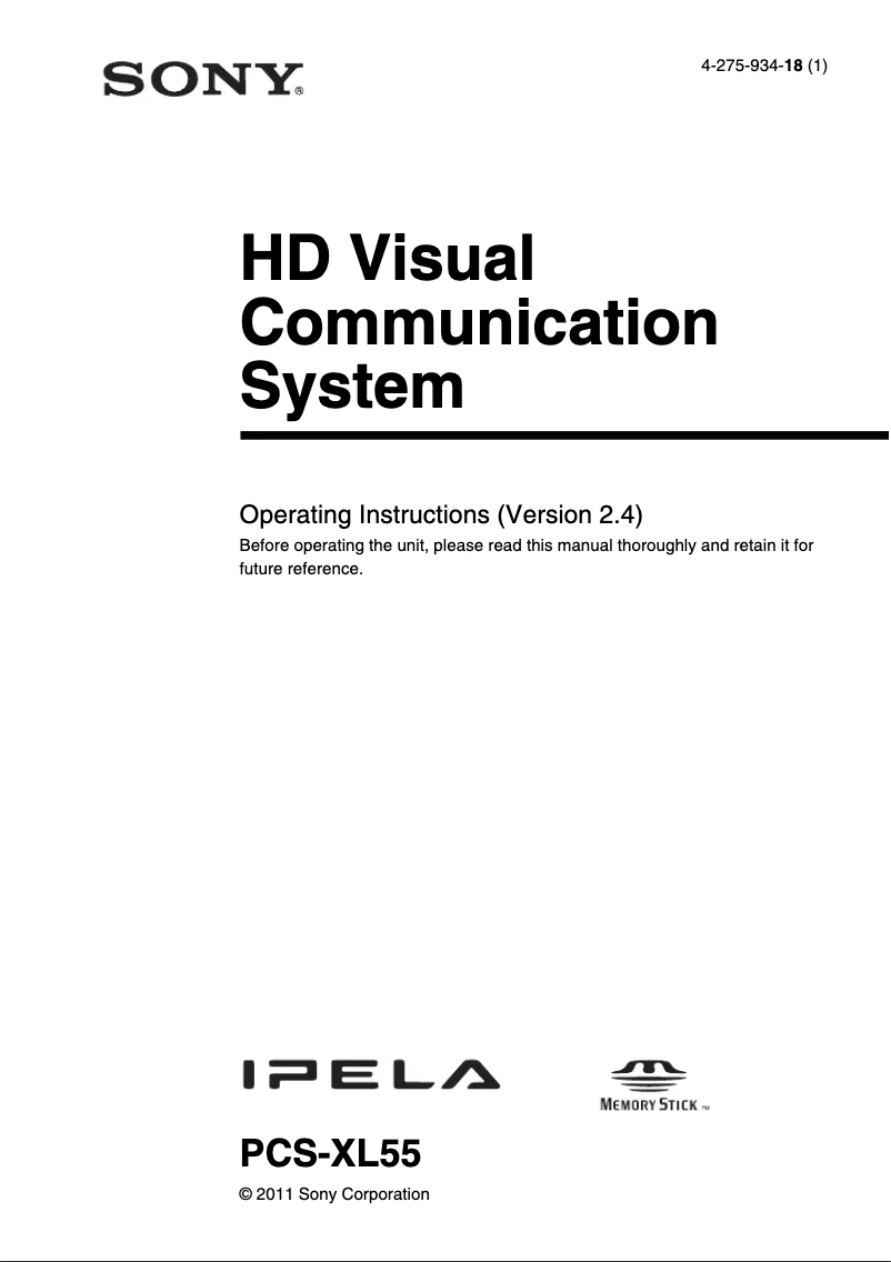 Página 1 del manual Manual de usuario Sony PCS-XL55