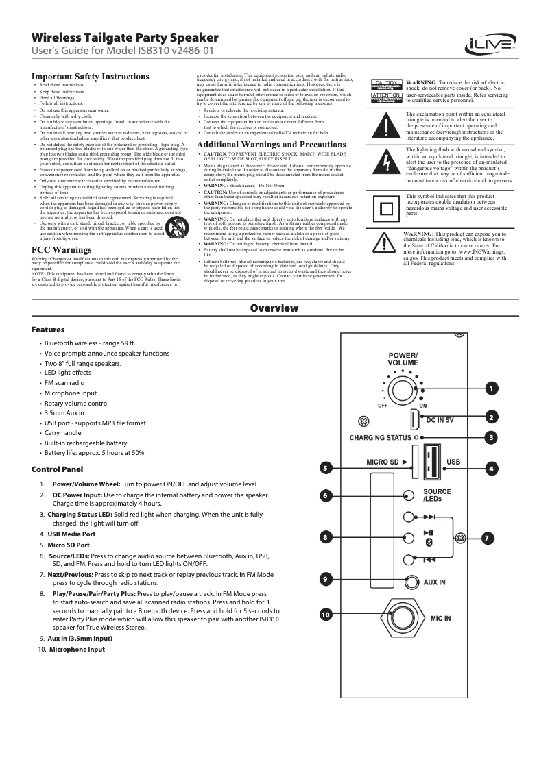 Imagen de la primera página del manual del dispositivo ISB310