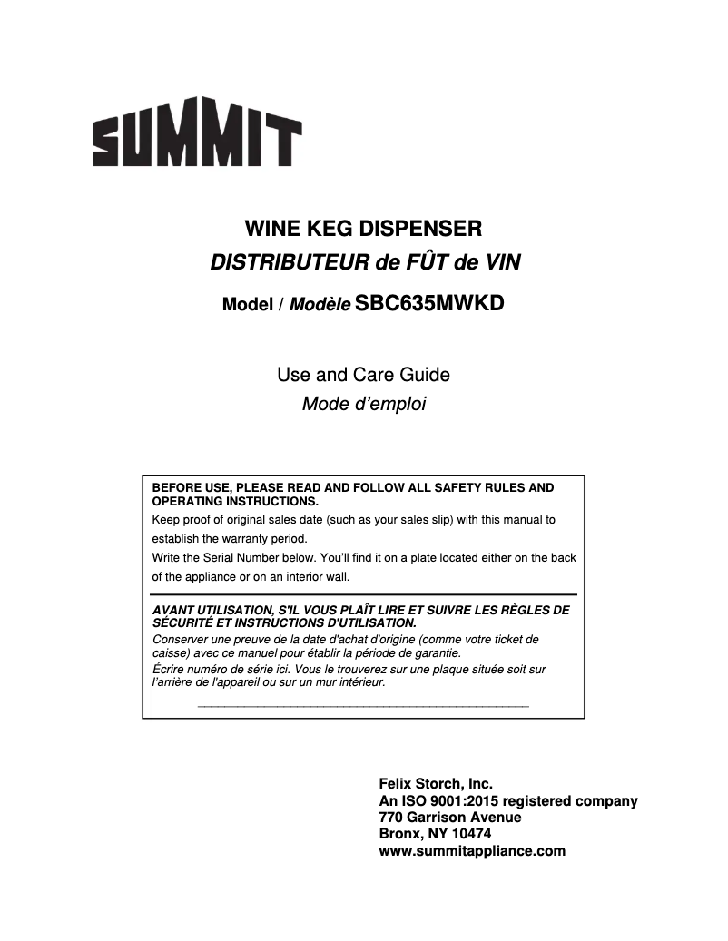 Página 1 del manual Manual de usuario Summit SBC635MWKD