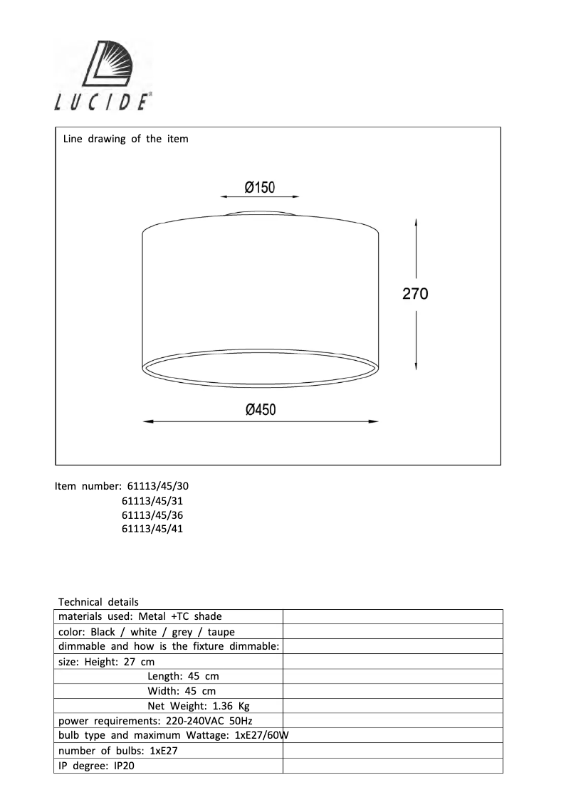 Imagen de la primera página del manual del dispositivo Coral 61113/45/36
