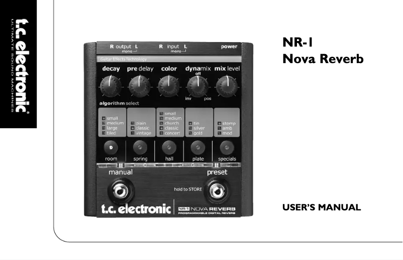 Página 1 del manual Manual de usuario TC Electronic Nova Reverb