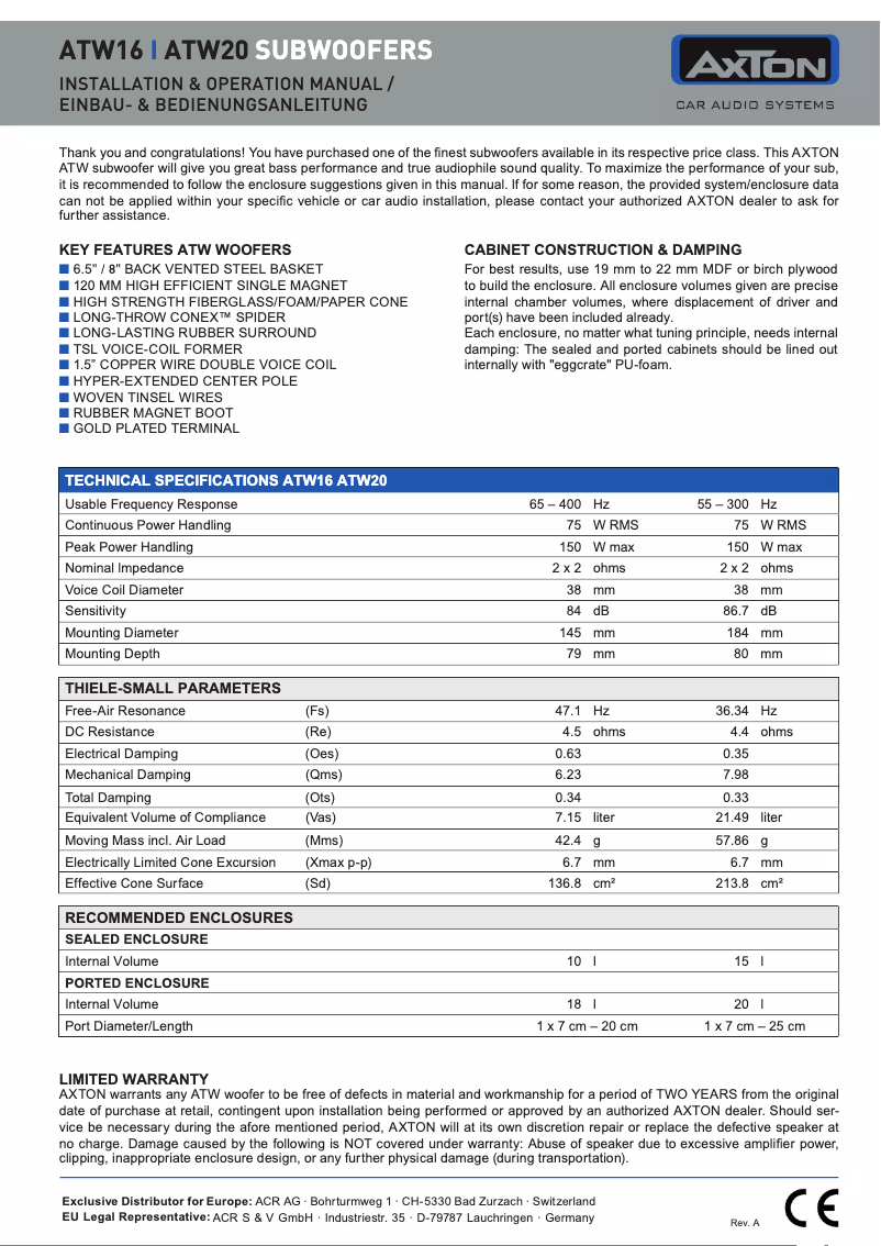 Imagen de la primera página del manual del dispositivo ATW20