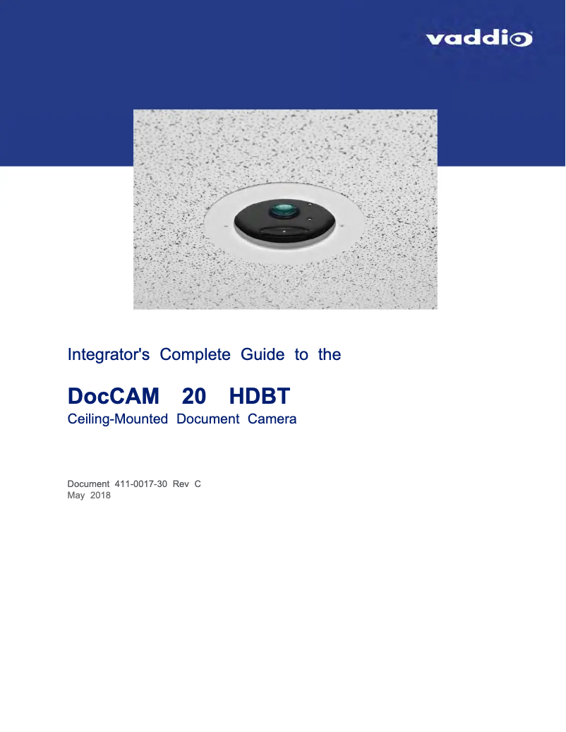 Imagen de la primera página del manual del dispositivo DocCAM 20 HDBT
