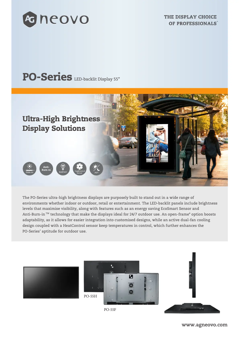 Página 1 del manual Ficha técnica AG Neovo PO-55H