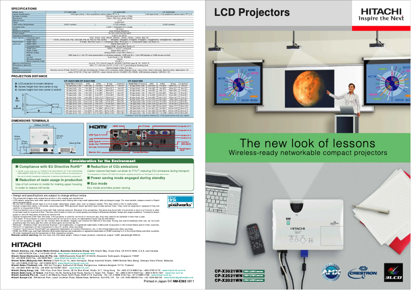 Página 1 del manual Folleto Hitachi CP-X2521WN